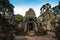 The entrance arch of Ta Som Temple, an ancient, unrestored sandstone castle in Angkor Wat, Siem Reap