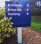 Entrance Area Parking and Drive-Up Blue and White Sign