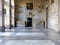 Entrance of the Basilica of Saint Mary in Trastevere to Rome in Italy.