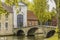 Entrance bridge to the convent of Santa Isabel.Bruges Belgium