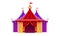 Entrance of circus marquee tents with red curtains. Illustration.