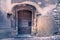 Entrance door to a Viviers house, a medieval village located in ArdÃ¨che, Francece