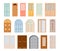 Entrance Front Doors Isolated Vector Icons. Cartoon Interior and Exterior Design Elements for Room or Office Decoration