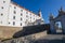 Entrance gate of beautiful white historical building of Bratislava Castle