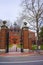 Entrance gate and Sever Hall in Harvard Yard in Cambridge