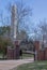 Entrance gate and Tencentennial monument at historic Jamestowne, VA, USA
