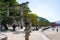 Entrance gate toTorii gate on the world heritage island Miyajima near Hiroshima, Japan.