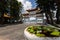 The entrance gate of Xuan Zang Temple at Sun Moon Lake, Taiwan, exudes grandeur with intricate carvings and vibrant colors,