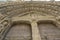 Entrance of the gothic and baroque church of the Salvador in Requena, Valencia province,