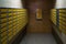 Entrance hall in an apartment building. Mailboxes in entrance hall of an apartment building.