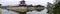 Entrance at Hiroshima castle with wall and water pond to protect