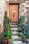 The entrance of a house in a narrow street of the picturesque v