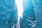 Entrance of an ice cave inside Vatnajokull glacier in southern Iceland. Amazing Iceland nature seascape popular tourist attraction