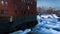 entrance on the Magog River in the old city center of Sherbrooke, Quebec Canada