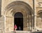 Entrance and portal at the Collegiale church of Saint Emilion, France