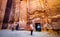 Entrance in rock cave Petra, Jordan