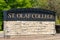 Entrance Sign to the Campus of St. Olaf College in Northfield, Minnesota