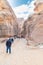 Entrance to al-Siq in Petra, Jordan. Siq is the main entrance to the ancient Nabatean city of