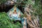 Entrance to the Buddhist temple in the cave, Thailand