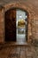 The entrance  to a building with games in the Muslim Quarter near the exit from the Temple Mount - Chain Gate, in the old city of