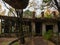 Entrance to cafe in abandoned ghost town Pripyat, post apocalyptic city.