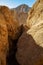 The entrance to the cave. Cave inside close-up with depth of field. Death Vally