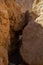 The entrance to the cave. Cave inside close-up with depth of field. Death Vally