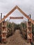 Entrance to corn maze and overcast sky