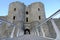 Entrance to historic stone castle in Wales