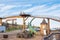 Entrance to the Log Barn tourist attraction with view of the goat walk