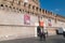 Entrance to Mausoleum of Hadrian, with toursit. Castel Sant\\\'Angelo (English: Castle of the Holy