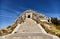 The entrance to the mausoleum of Lovcen national Park. Stairway to heaven. Montenegro.