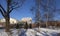 Entrance to the Moscow Kremlin for tourists through Kutafiya tower on a sunny winter day, Russia