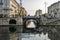 Entrance to Naviglio Pavese in the Darsena basin in the navigli district of Milan during winter