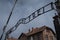 Entrance to the Nazi Concentration Camp at Auschwitz 1 showing the sign saying Arbeit Macht Frei