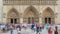 Entrance to Notre-Dame de Paris timelapse, a medieval Catholic cathedral on the Cite Island in Paris, France