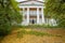 entrance to the old crumbling hospital buildings built in 1846 in the city of Kyshtym in the Chelyabinsk region,