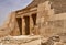 The entrance to the pyramid of Cheops Khufu, the Great Pyramid of Giza - the largest of the Egyptian pyramids - on a sunny day,