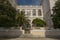 Entrance to the rectorate of the University of Zadar, Croatia. Monument of Spiridon Brusina, croatian malacologist. Statue by scul