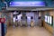 entrance to Santa Apolonia subway station with out of focus turnstiles.