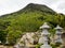 Entrance to Shusshakaji, temple number 73 of Shikoku pilgrimage, with Mt