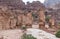 The entrance to Temple of Dushares - Temple of god Nabataean in Petra. Near Wadi Musa city in Jordan