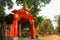 The entrance to the temple. Pagoda Kyaikpun Buddha. Bago, Myanmar. Burma.