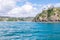 Entrance to Tutukaka Harbour and marina seen from the coastline