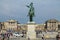 The entrance of Versailles Palace with many tourists from all over the world