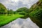 Entrance view of Waimea valley, Oahu, Hawaii