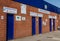 Entrance for visiting supporters for the Cowshed Stand at Tranmere Rovers Wirral April 2019