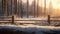 Entranced by Frost: Gazing at the Winter Forest Through a Wooden Enclosure - AI Generative