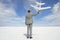 Entrepreneur Businessman Holiding White Airplane Outdoors