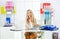 entrepreneur with laptop write document in office. business woman having files. blonde woman with folder. Businesswoman